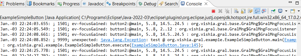 ExampleSimpleTextButton ExceptionOutput